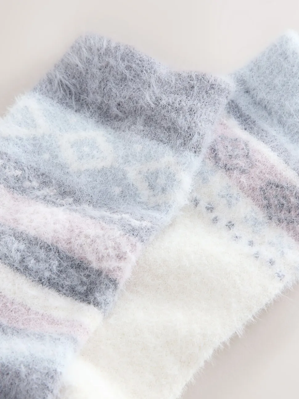 Zwart/pastel fairisle - 2 Paar superharige behaaglijke sokken