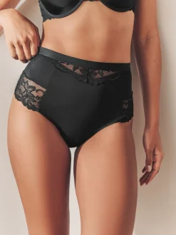 Zwart/praline huidskleur - 2 Strings met licht buikcorrigerende hoge taille