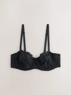 Zwart/praline huidskleur - Kanten strapless multiway beha's zonder vulling 2 set