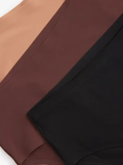Zwart/Praline Huidskleur/Chocolade Huidskleur - Geen zichtbare onderbroeklijn comfortabele slips verpakking van 3