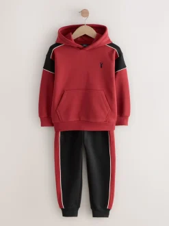 Zwart/rood - Colourblock Hoodie Set
