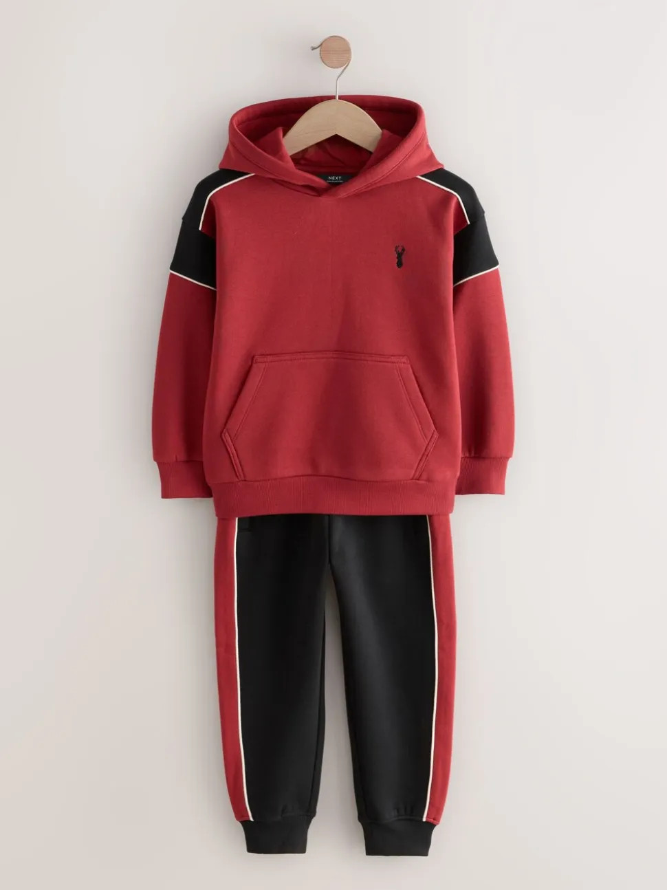 Zwart/rood - Colourblock Hoodie Set