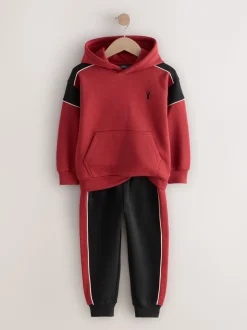 Zwart/rood - Colourblock Hoodie Set