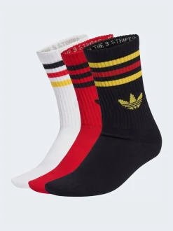Zwart/rood - Ronde hals - Adidas Originals 3-Strepen Crew Sokken 3 paar