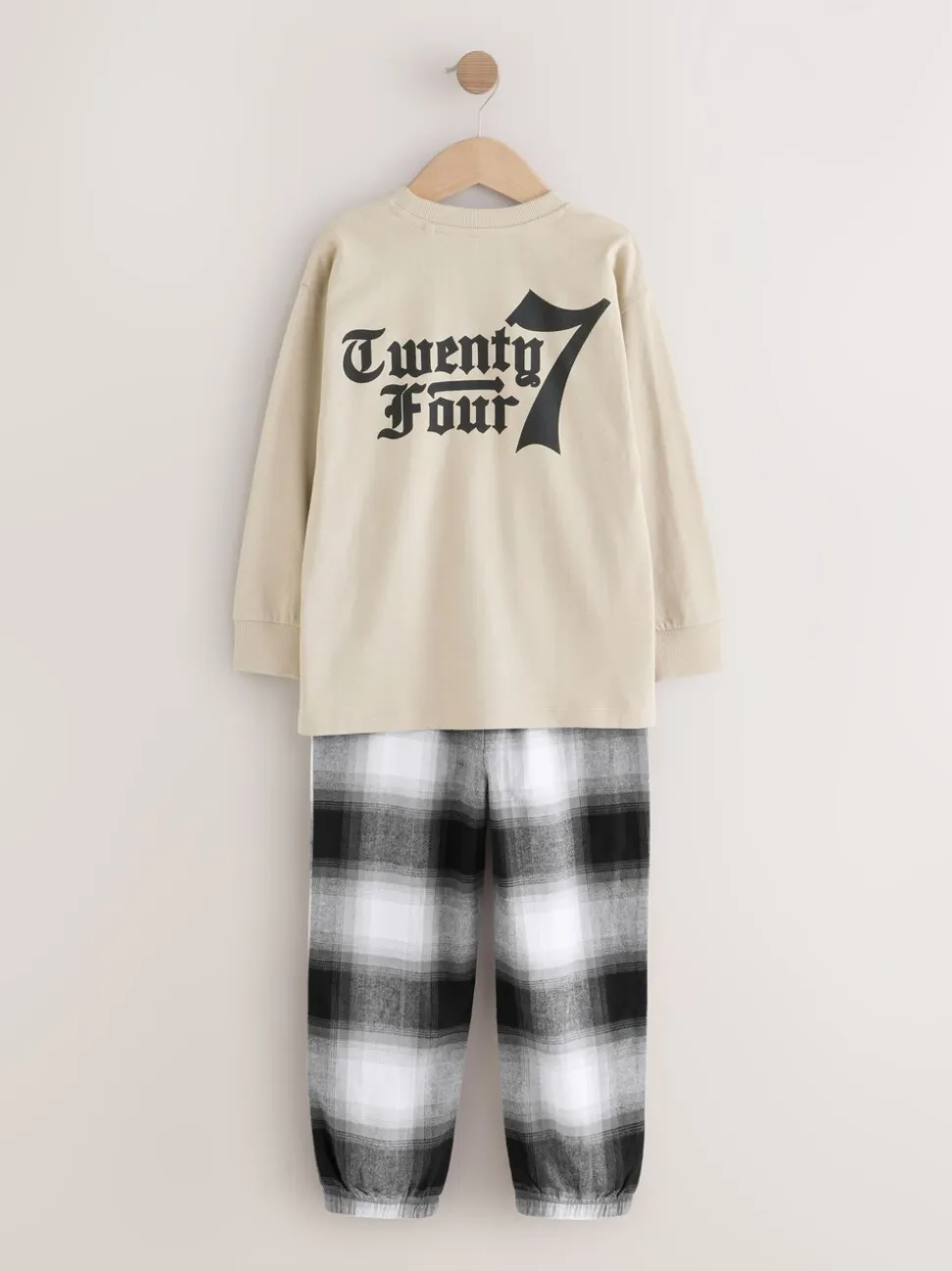 Zwart/Rood/kiezelkleurig Offline - Set van 2 geweven geruite pyjama's met lange mouwen (3-16jr)