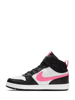 Zwart/roze - Nike - Junior Court Borough halfhoge sneakers