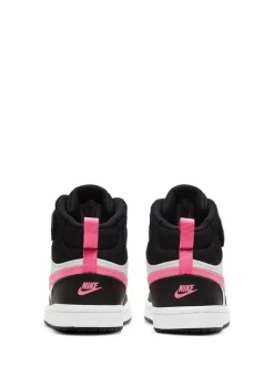 Zwart/roze - Nike - Junior Court Borough halfhoge sneakers