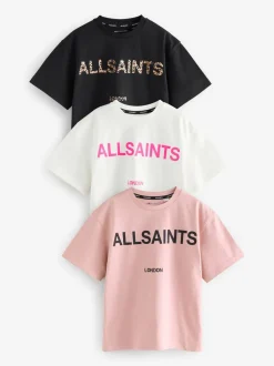 Zwart/roze - smALLSAINTS Oversized Girls Logo T-Shirts 3 Pack