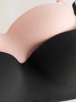 Zwart/roze - Verpakking van 2 lichte ultiem comfort beha's zonder beugel