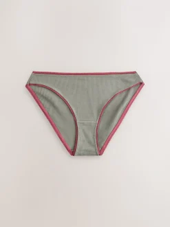 Zwart/roze/olijfgroen - Verpakking van 3 geribbelde katoenen slips