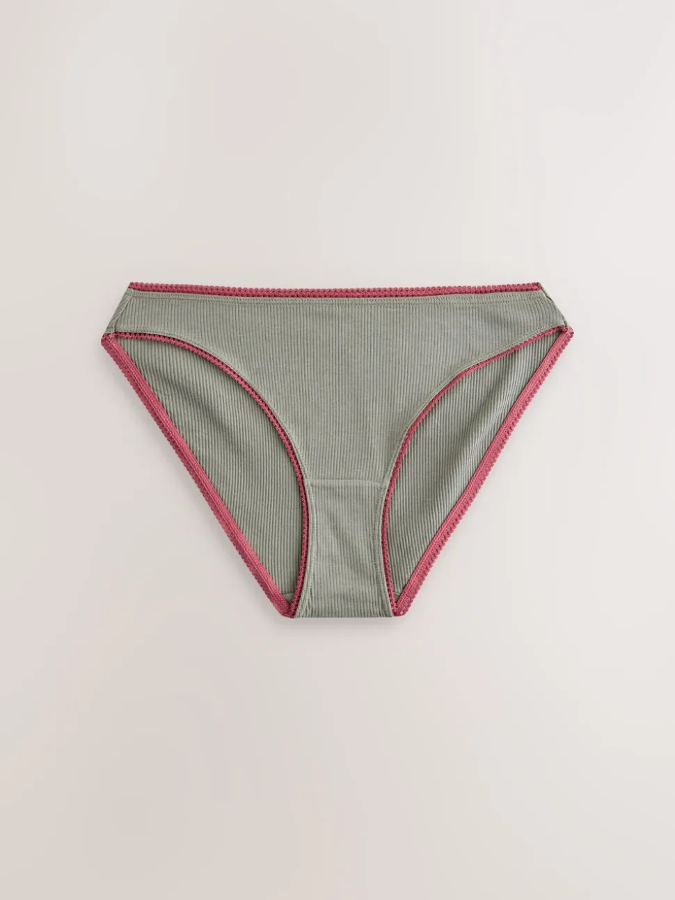 Zwart/roze/olijfgroen - Verpakking van 3 geribbelde katoenen slips