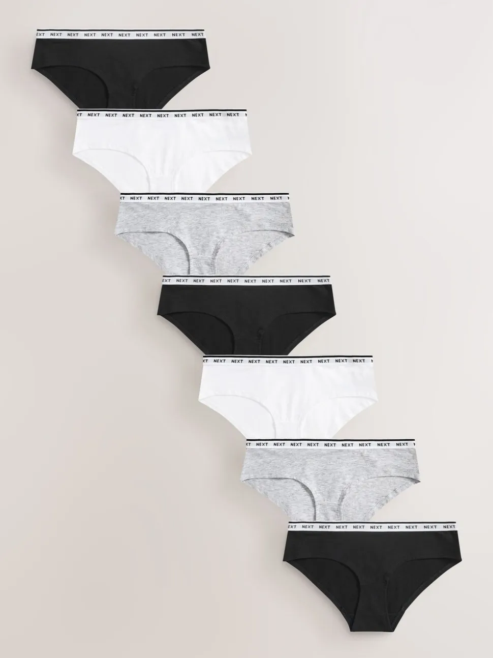 Zwart/wit - 7 Katoenen slipjes met logotailleband
