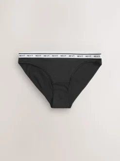 Zwart/wit - 7 Katoenen slipjes met logotailleband