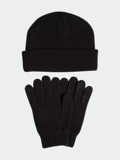 Zwart/wit - adidas set met handschoenen en beanie