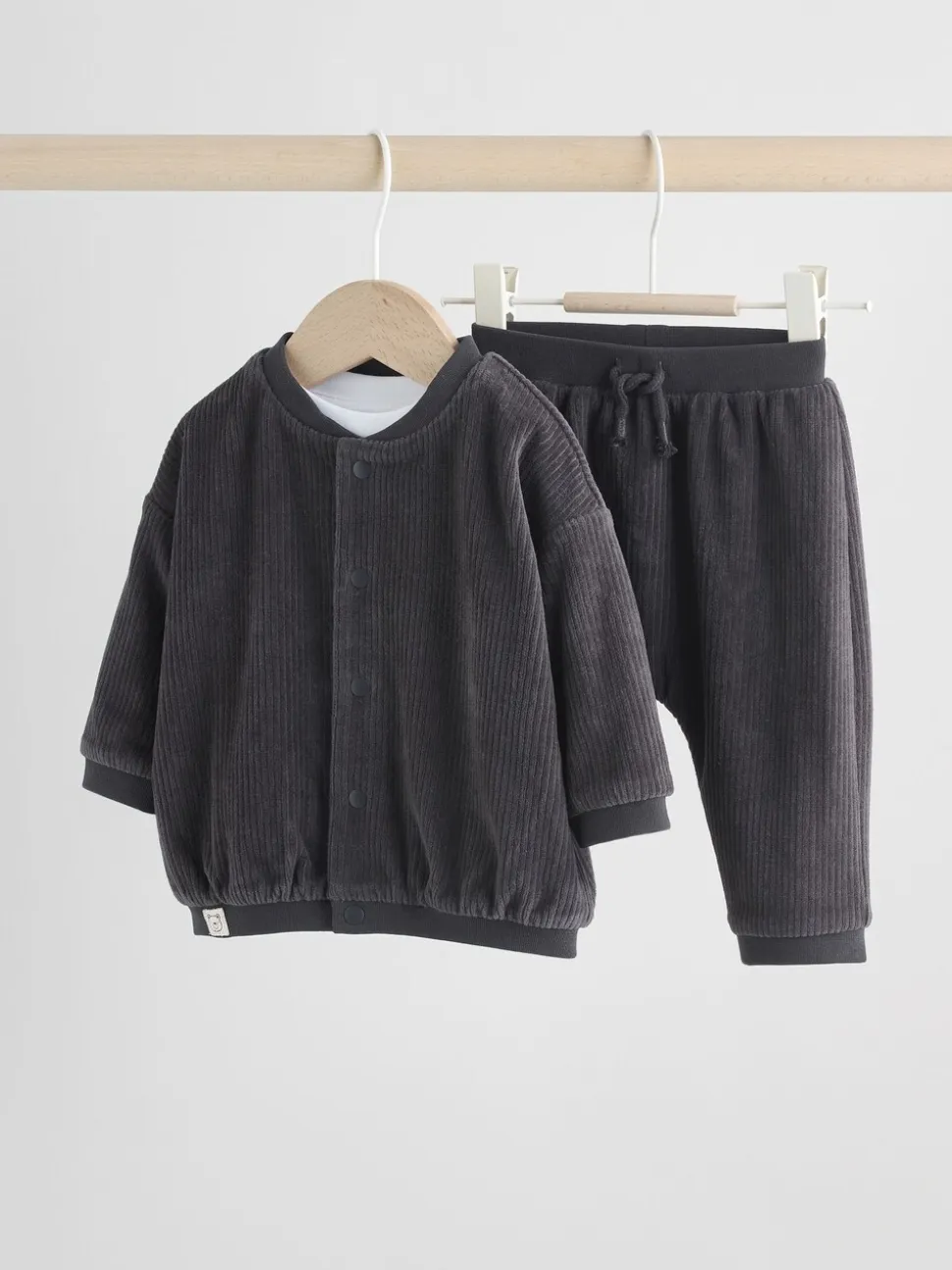 Zwart/wit - Baby Velour Jacket, Top and Joggers Set (0mths-2yrs)