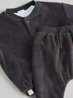 Zwart/wit - Baby Velour Jacket, Top and Joggers Set (0mths-2yrs)
