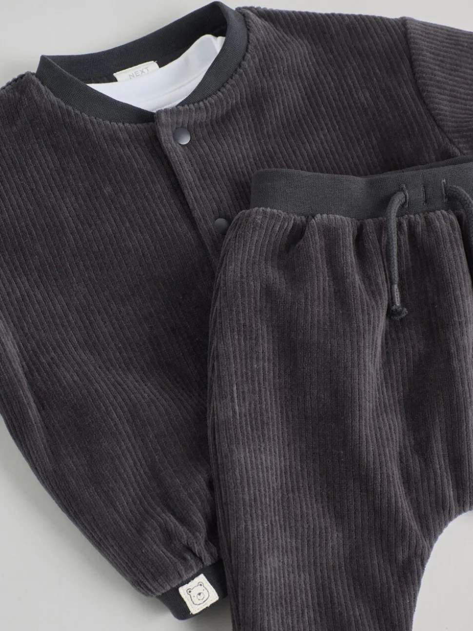 Zwart/wit - Baby Velour Jacket, Top and Joggers Set (0mths-2yrs)