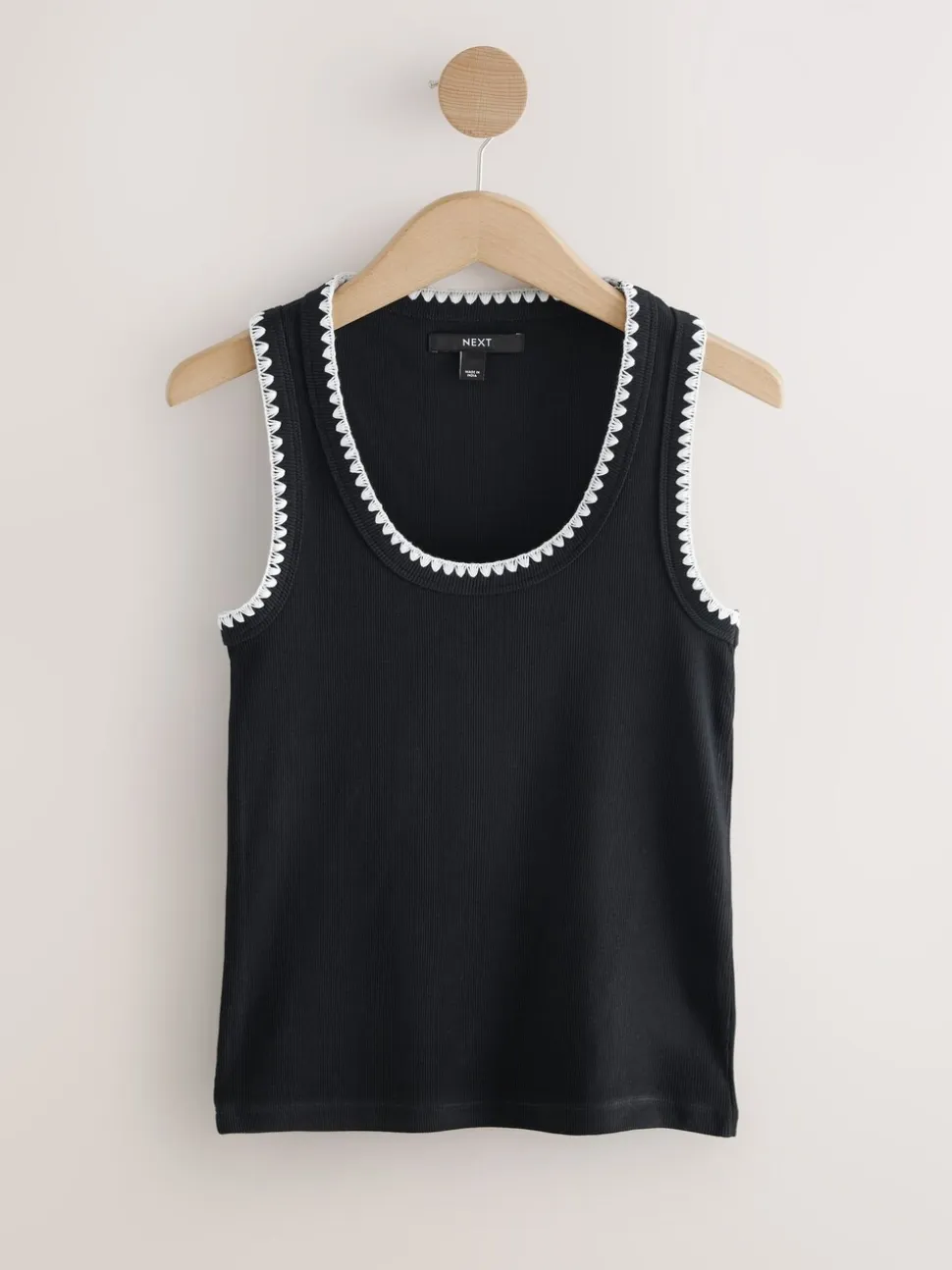 Zwart/wit - Contrast Knit Trim Ronde hals Mouwloos Tank Vest Top