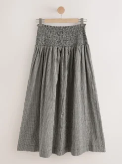Zwart/wit - Drop Waist Gingham Maxi Skirt