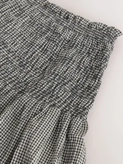 Zwart/wit - Drop Waist Gingham Maxi Skirt