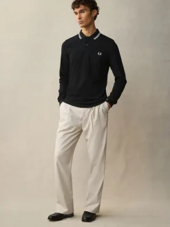 Zwart/wit - Fred Perry poloshirt met tweekleurige streep op de mouw