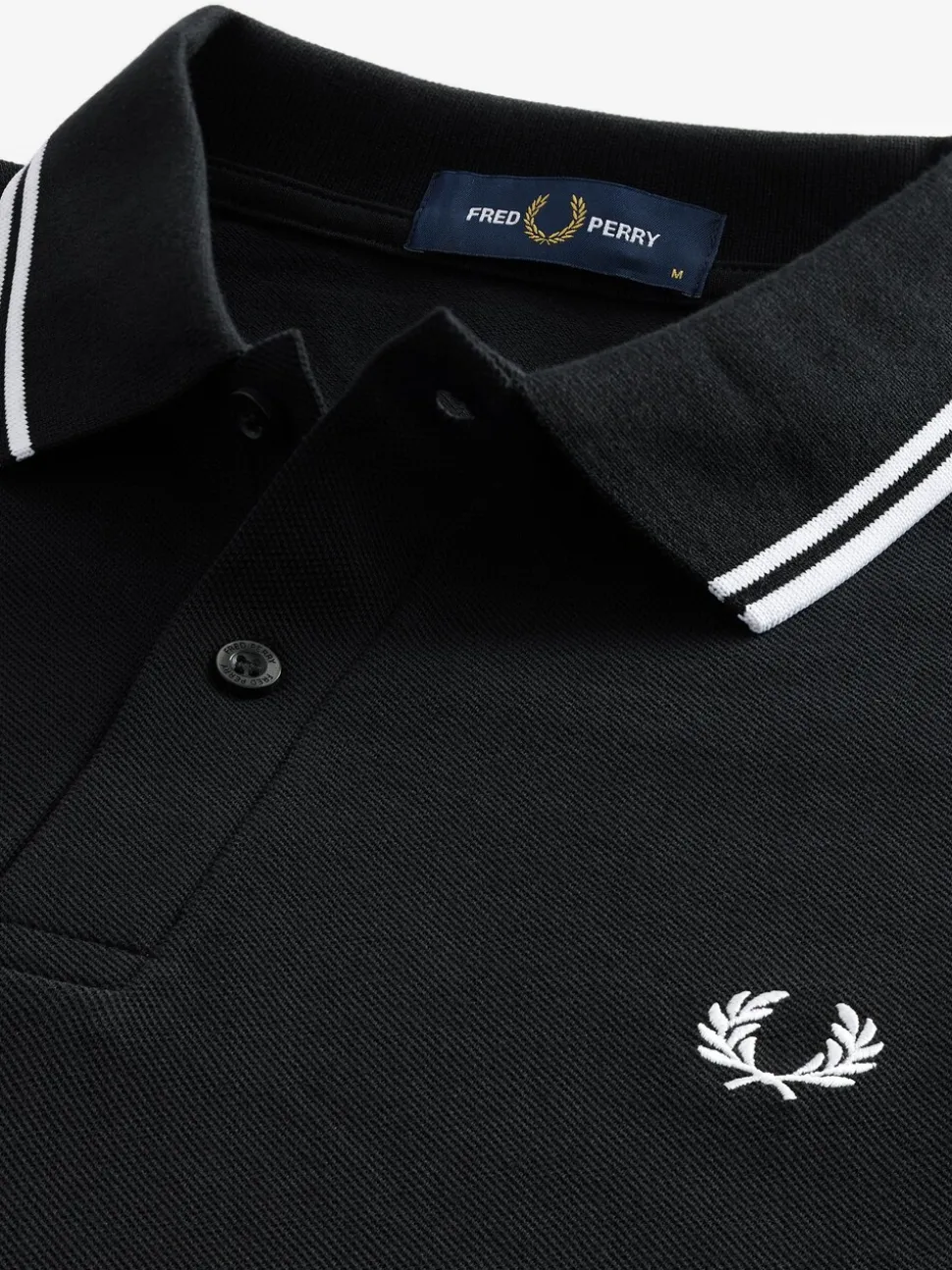 Zwart/wit - Fred Perry poloshirt met tweekleurige streep op de mouw