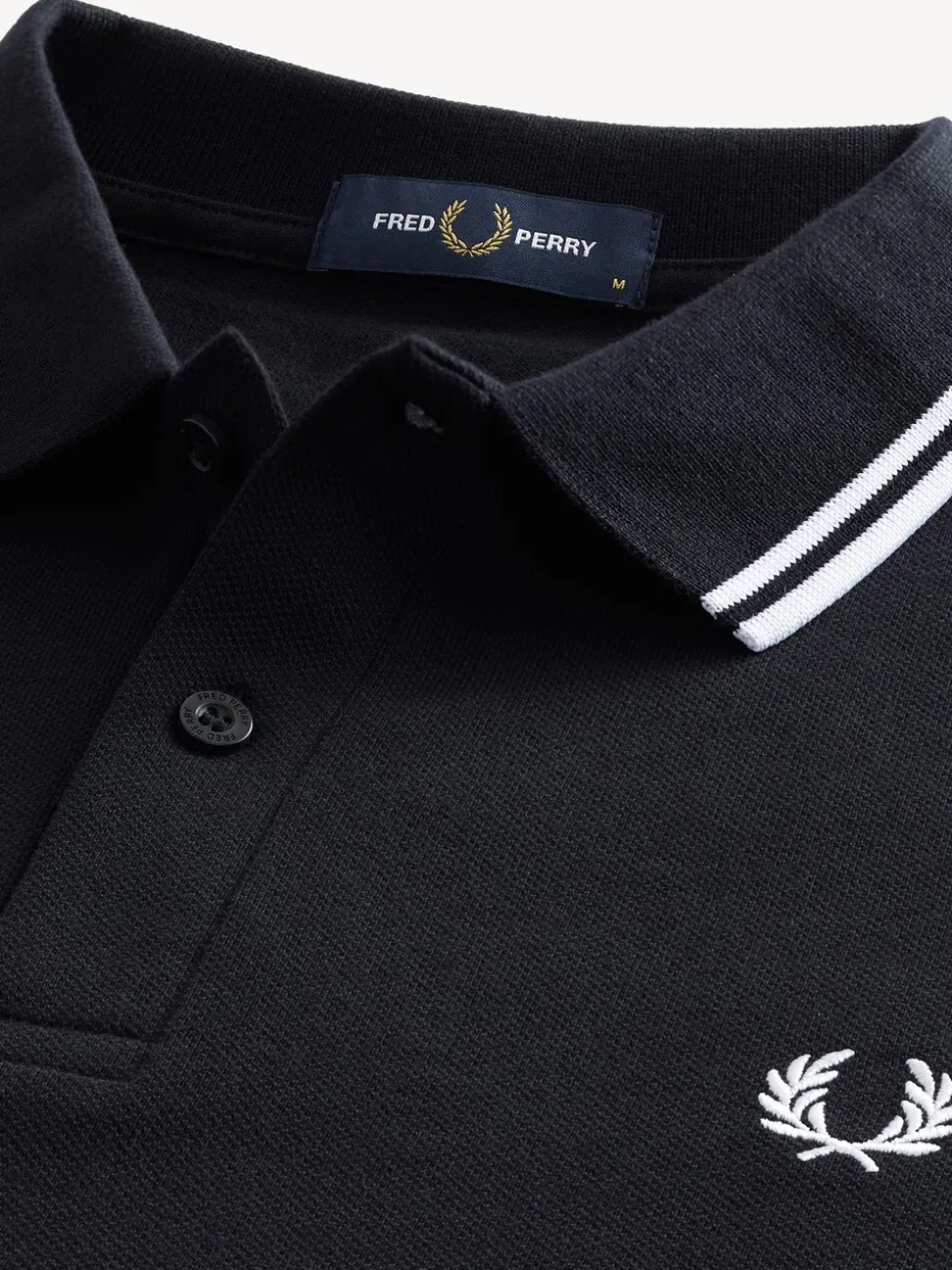 Zwart/wit - Fred Perry poloshirt met gestreepte rand