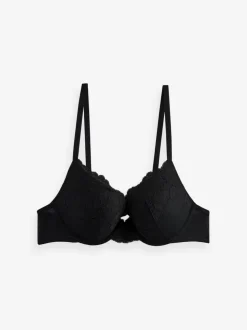 Zwart/wit - Set van 2 push-up beha's met lage decolleté en kant