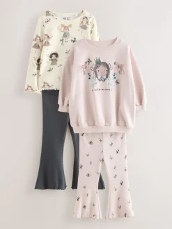 Zwart/wit - Set van 2 tops en flared leggings (3mnd-7jr)