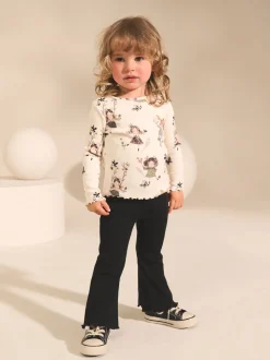 Zwart/wit - Set van 2 tops en flared leggings (3mnd-7jr)