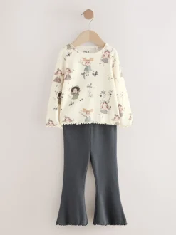 Zwart/wit - Set van 2 tops en flared leggings (3mnd-7jr)