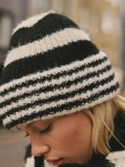 Zwart/wit - Stripe Knitted Beanie Hat