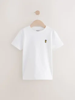 Zwart/wit - T-shirts met korte mouwen en geborduurd rendier, verpakking van 2 (3-16jr)