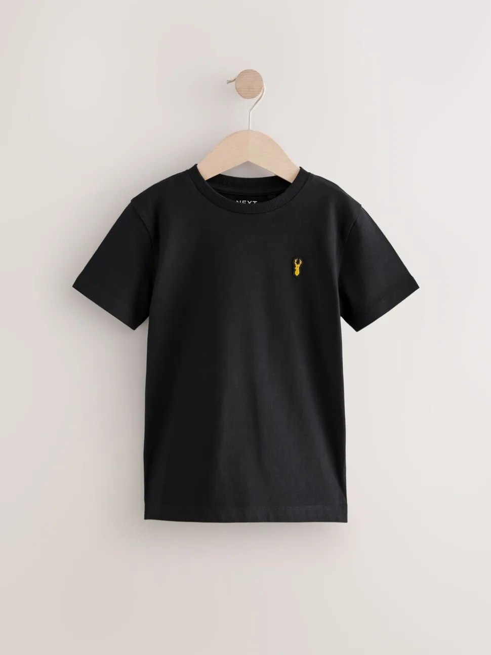 Zwart/wit - T-shirts met korte mouwen en geborduurd rendier, verpakking van 2 (3-16jr)