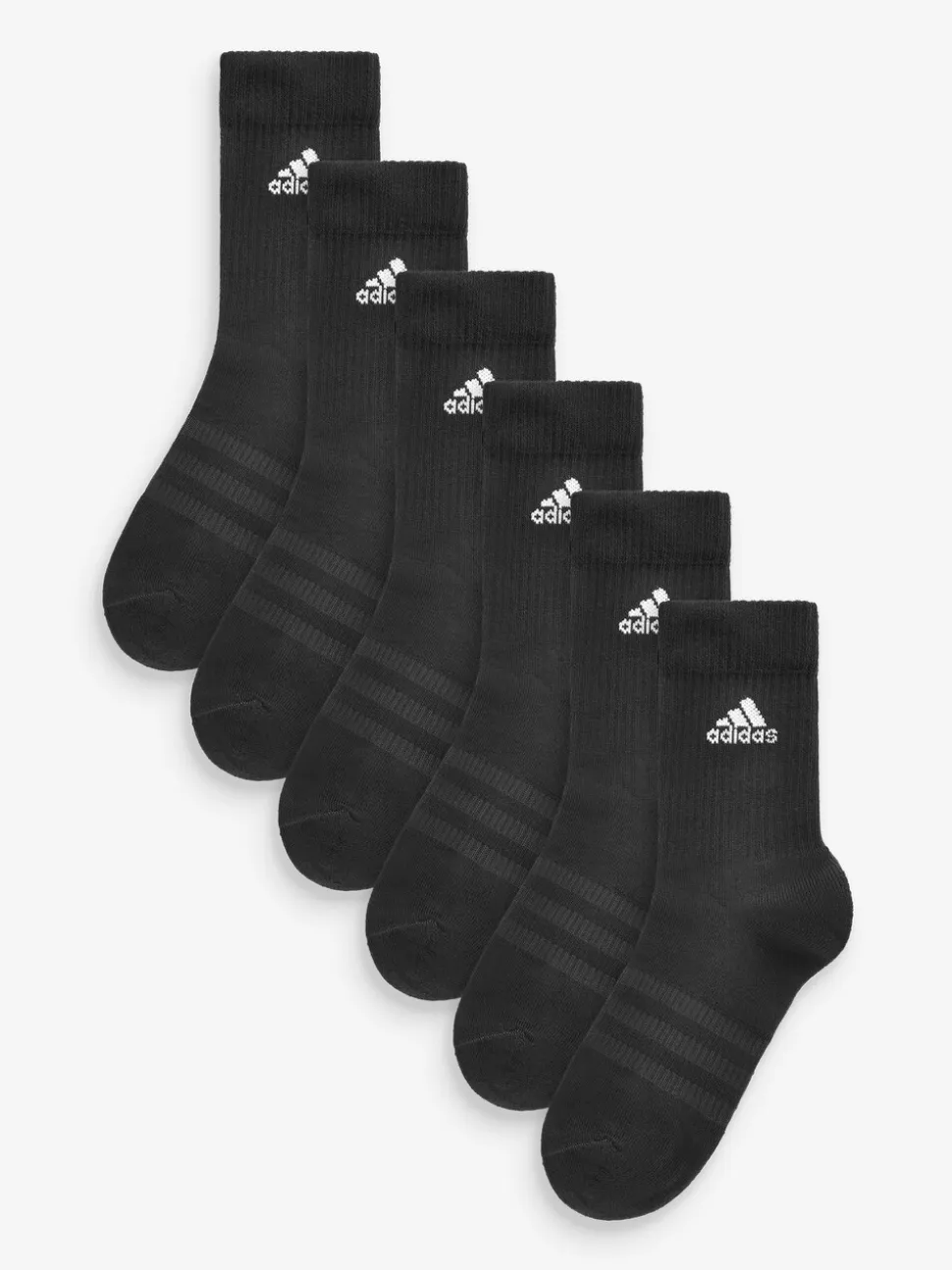 Zwart/wit - Verpakking van 6 - adidas verzachte crew sokken