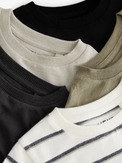 Zwart/wit - Verpakking van 5 effen T-shirts met lange mouwen (3 mnd-7 jr)