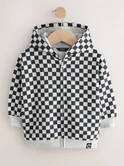 Zwart-wit dambord - Hoodie met ritssluiting (3 mnd-7 jr)