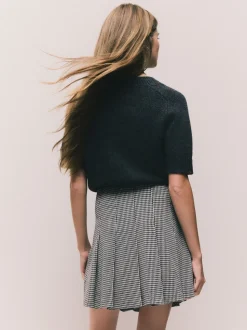 Zwart-wit geruit - Mini Jersey Pleated Skirt