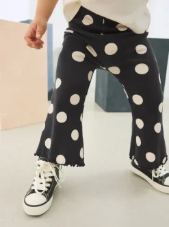 Zwart-wit gestippeld - Geribbelde flare legging (3 mnd-7 jr)
