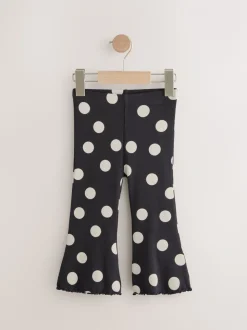 Zwart-wit gestippeld - Geribbelde flare legging (3 mnd-7 jr)