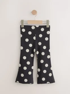 Zwart-wit gestippeld - Geribbelde flare legging (3 mnd-7 jr)