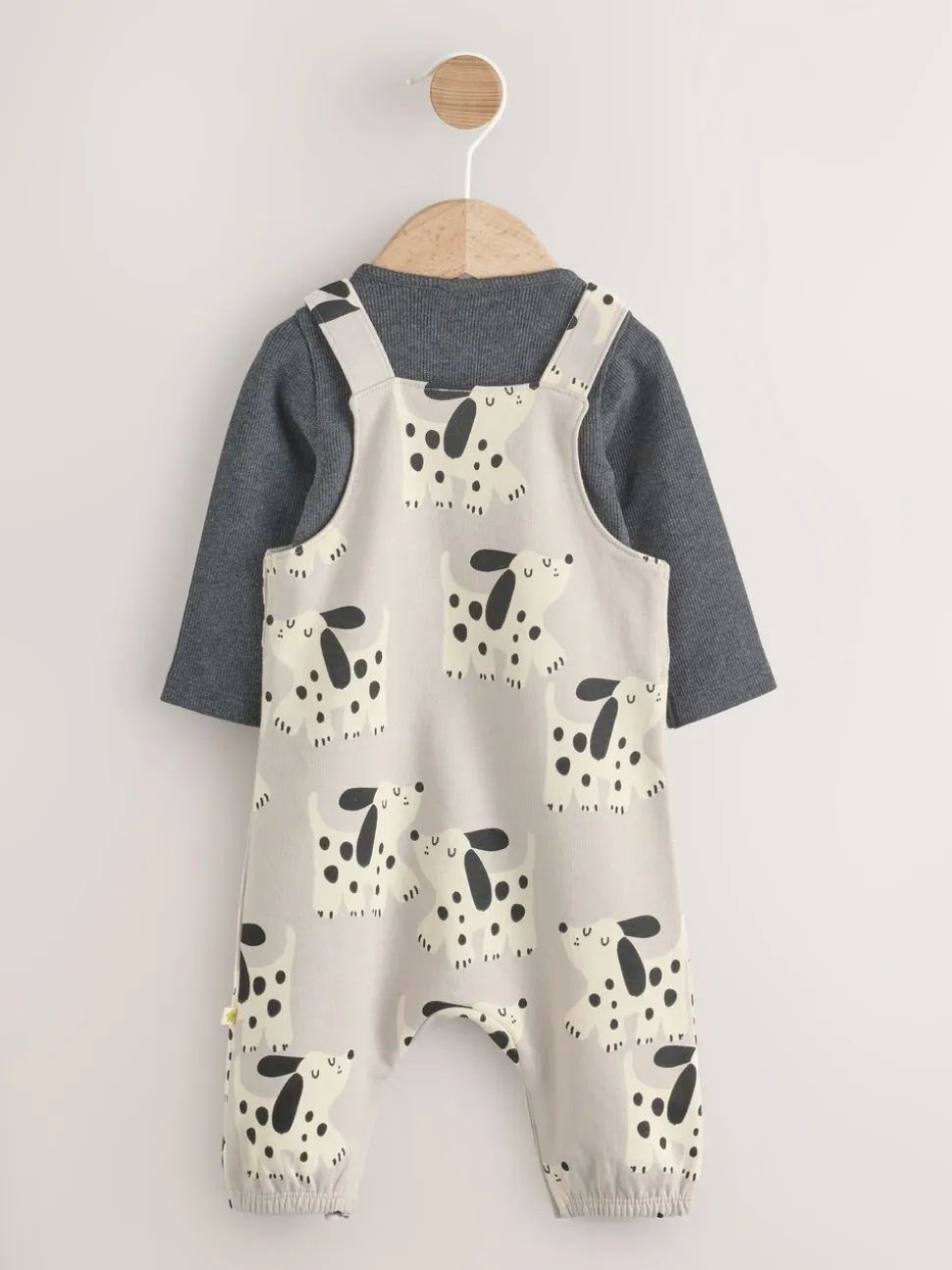 Zwart-wit hond - Jersey tuinbroek en rompertje babyset (0mnd-2jr)
