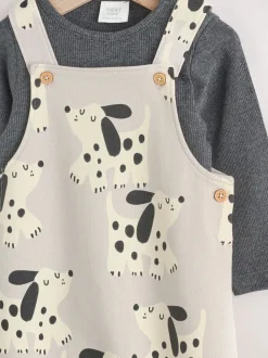 Zwart-wit hond - Jersey tuinbroek en rompertje babyset (0mnd-2jr)
