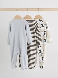 Zwart-wit met hond - Verpakking van 3 babypyjama's met tweewegrits (0-2jr)