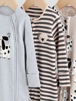 Zwart-wit met hond - Verpakking van 3 babypyjama's met tweewegrits (0-2jr)