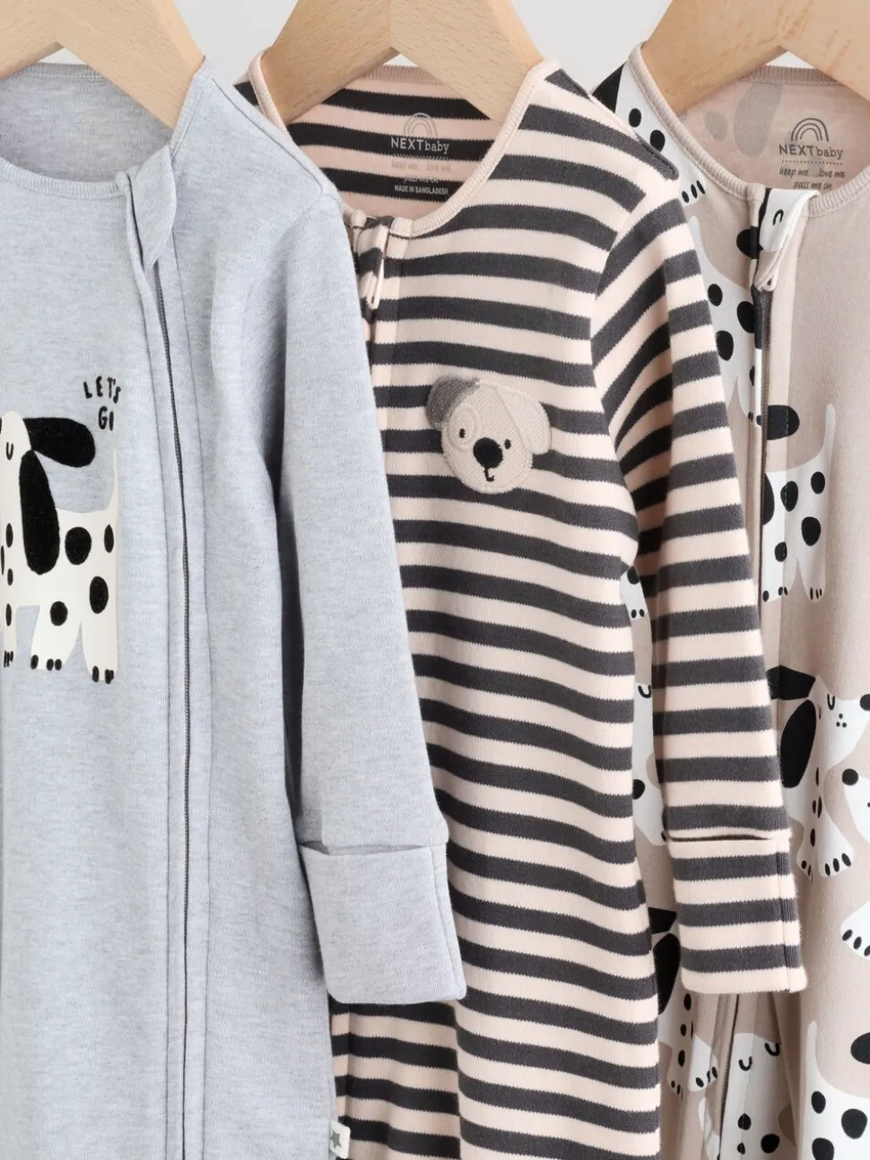 Zwart-wit met hond - Verpakking van 3 babypyjama's met tweewegrits (0-2jr)