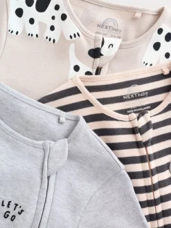 Zwart-wit met hond - Verpakking van 3 babypyjama's met tweewegrits (0-2jr)