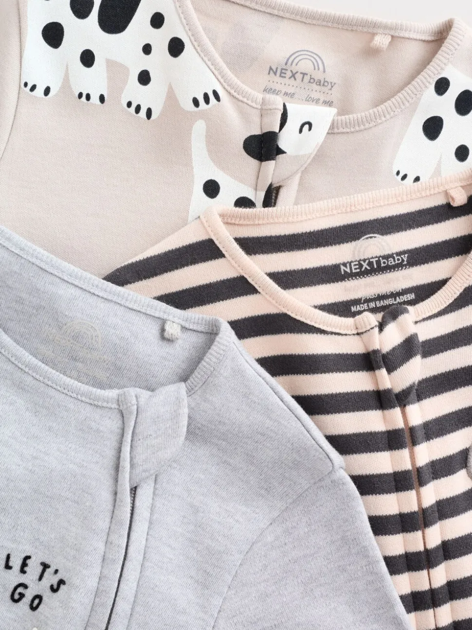 Zwart-wit met hond - Verpakking van 3 babypyjama's met tweewegrits (0-2jr)