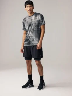 Zwart-wit mono - Active Gym training T-shirt met print
