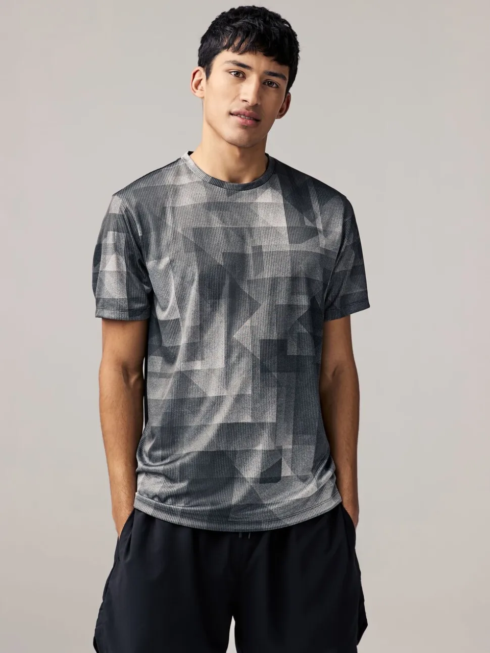 Zwart-wit mono - Active Gym training T-shirt met print